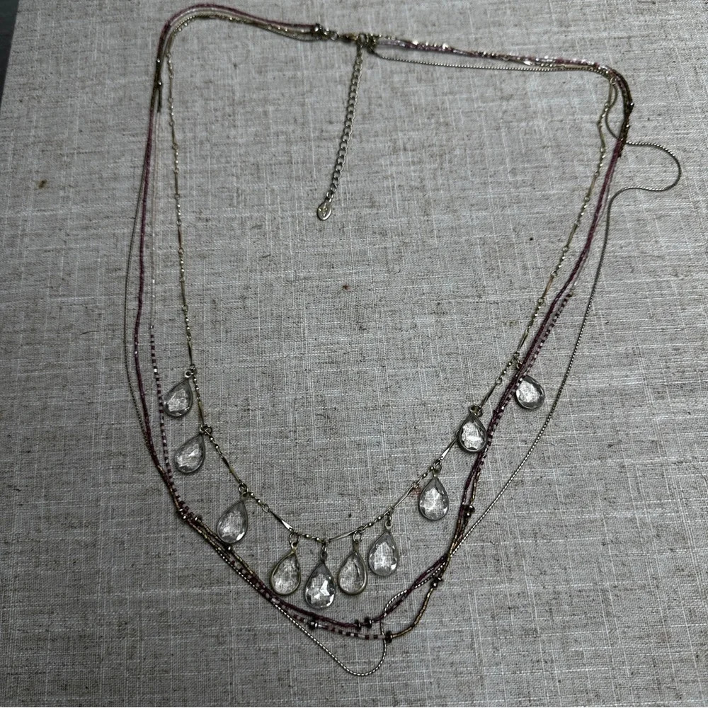 LOFT Mixed Media Multilayered Adjustable Length Necklace - Preloved condition